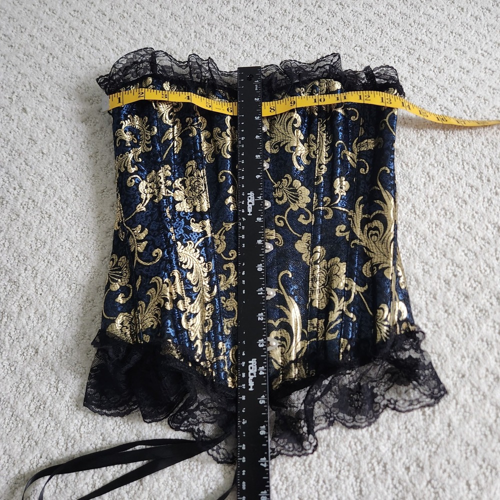 Brocade Corset Top Lace Trim Renaissance Gothic size Small - Picture 4 of 7